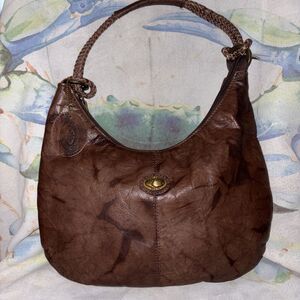 Beau Swan Spain Soft  Brown Leather Handbag Shoulder Bag Purse Braided Straps